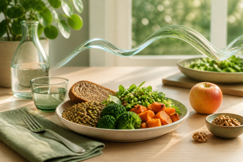 Repas équilibré illustrant les variations naturelles de la glycémie