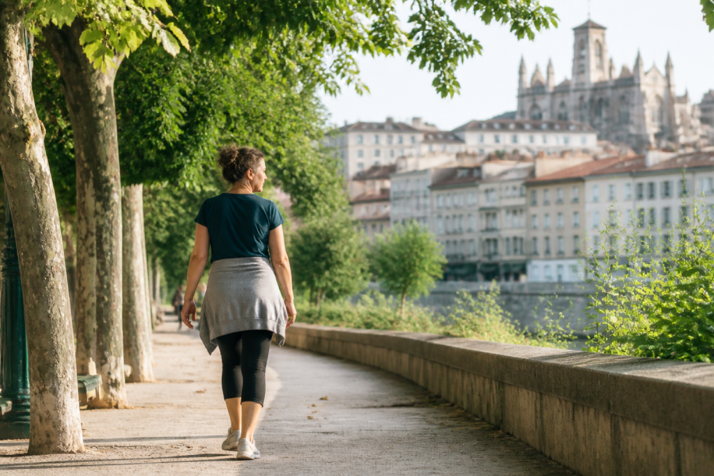 Marche quotidienne dans un parc urbain
